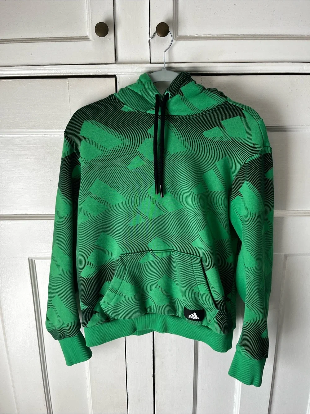 adidas Green and Black Graphic Pullover Hoodie - Size M